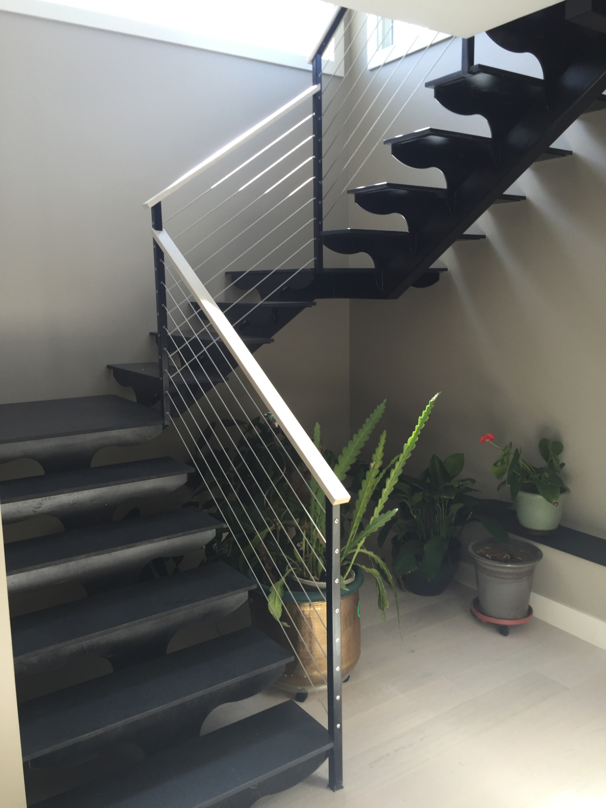 Custom Steel Stair With Stainless Cable Rails
